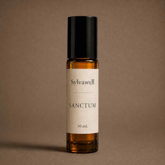 Sylvawell Sanctum 100% natural roll-on fragrance, 10ml amber glass bottle, sacred wood and frankincense perfume